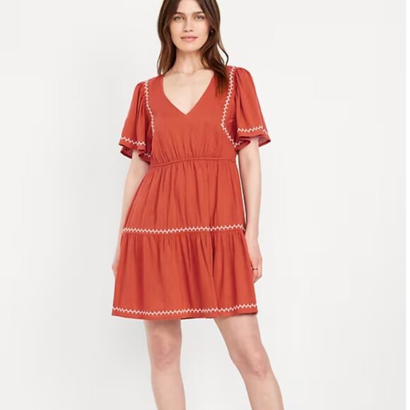 Old Navy Waist-Defined Embroidered Mini Dress NWT - Picture 1 of 7